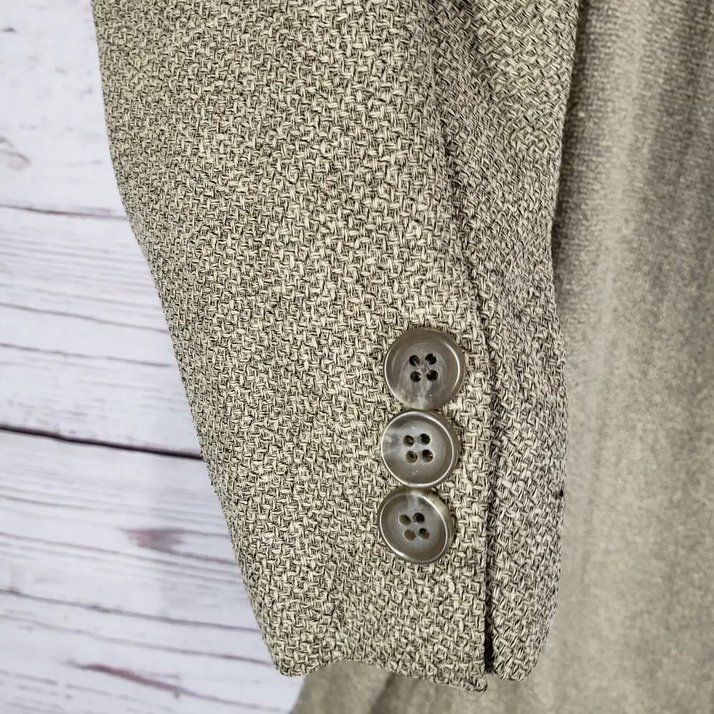 Franco Tassi Men's Beige Silk Wool Weave 3 Buttons Sports Coat Size 40R